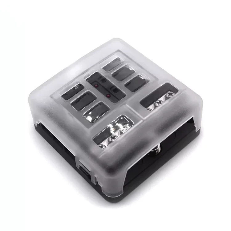 6 Way Marine Fuse Block พร้อมไฟ LED แสดงสถานะ Negative Bus